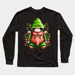 Green Gnome With Ornaments For St Patricks Day Long Sleeve T-Shirt